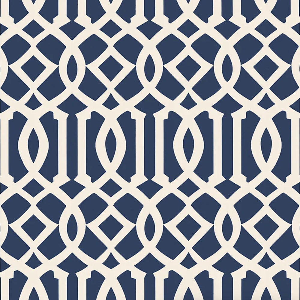NEW 2 Rolls SCHUMACHER 5005801 Imperial Trellis Blue White Wallpaper - Picture 3 of 7